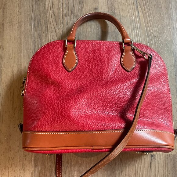 Dooney & Bourke Red Pebble Leather Tote Shoulder Bag Red Lining 10" x 11" - Picture 8 of 11